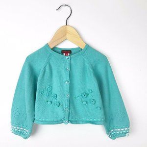 CATIMINI Baby Girls 18 M Green Cardigan Sweater